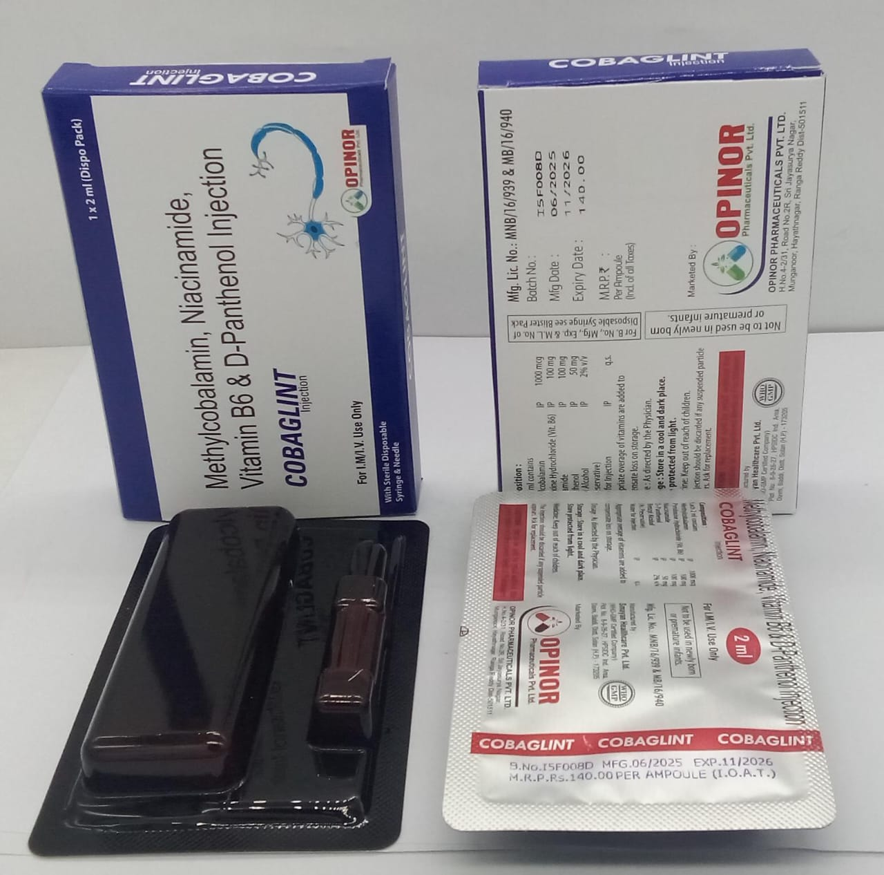 Methylcobalamin + Niacinamide +
Pyridoxine HCl + D-Panthenol + Benzyl Alcohol