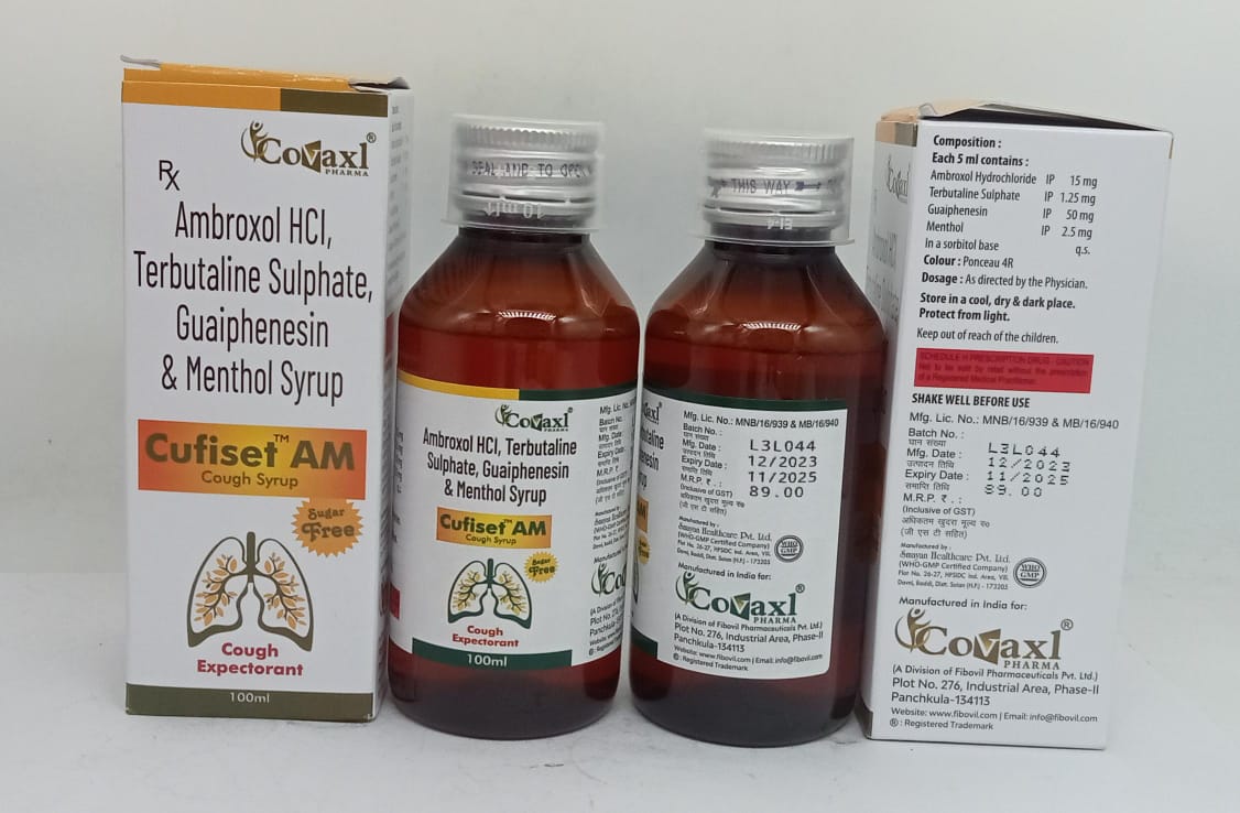 Ambroxol HCl, Terbutaline Sulphate , Guaiphenesin & Menthol